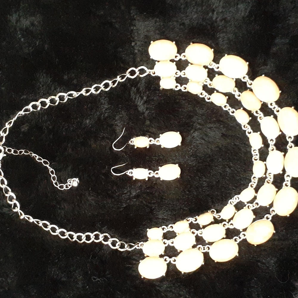 Rose Gold & Stones necklace/earring set